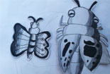 儿童铅笔画技法-七彩艺术知了和蝴蝶