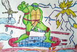 水溶彩色铅笔画图片-雷伊大战忍者神龟