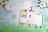 汇泽培训儿童画作品欣赏动物铅笔画绵羊的梦想
