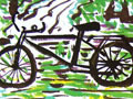 儿童水墨画自行车写