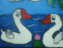 儿童版画作品欣赏:大白鹅