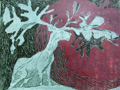 儿童版画作品欣赏:神鹿与红苹果