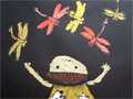 儿童版画作品欣赏:小孩与蜻蜓