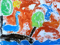 儿童版画作品欣赏:恐龙漫步