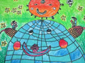 儿童版画作品欣赏:蓝色地球