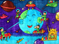 儿童科幻画图片大全:爱护地球