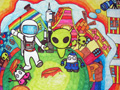 儿童科幻画图片大全:和外星人做朋友