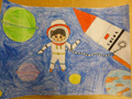 儿童科幻画图片大全:和我们打招呼的航天员