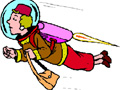 儿童科幻画图片大全:飞在空中的人