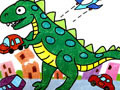 儿童科幻画图片大全:恐龙入侵地球