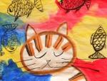 儿童画做美梦的猫咪