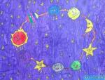 儿童绘画作品星球的舞蹈