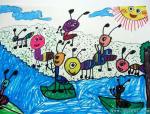 儿童画画图片蚂蚁过河