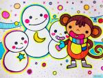 小猴子和三个雪人