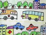 幼儿绘画作品:给救护车让路