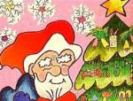 可爱圣诞老人和圣诞树