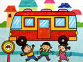 儿童绘画作品公共汽车
