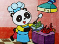 儿童绘画作品熊猫厨师