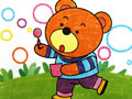 儿童绘画作品吹泡泡的小熊