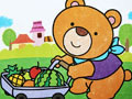 儿童绘画作品小熊卖水果
