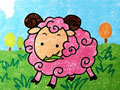 儿童绘画作品粉红色的绵羊