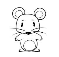 儿童简笔画教程:失望的老鼠简笔画画法4