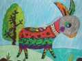 儿童绘画作品小毛驴穿花衣