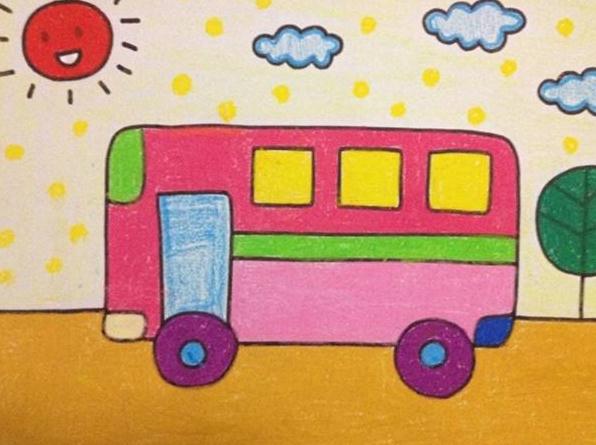 儿童绘画作品马路上的小汽车
