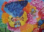 孙泽曦7岁作品水粉画美丽的花和蝴蝶